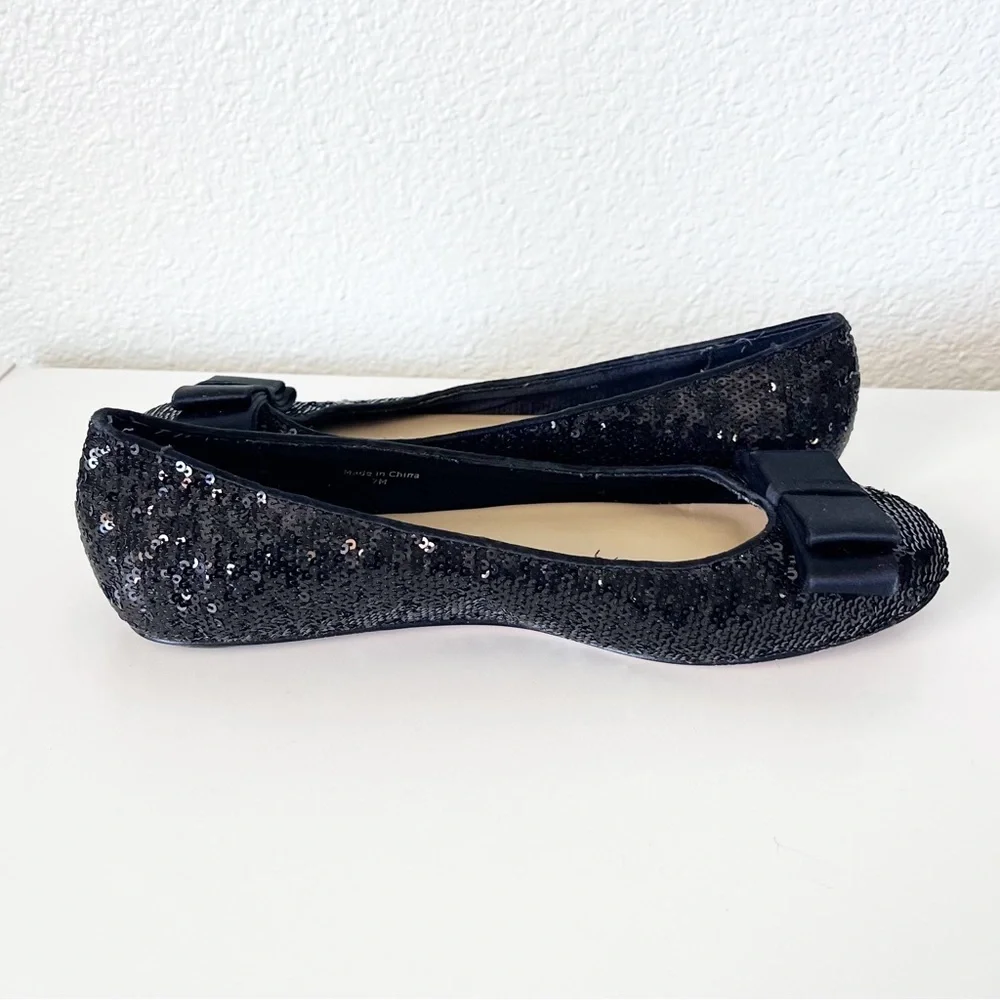 Kate Spade Black Sequin Rounded Toe Ballet Flats Size 7
